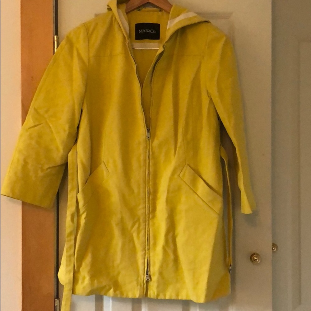 Max&Co MaxMara Bright Yellow Hooded Trench Coat
